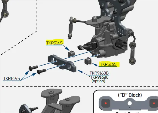 thumbnail image 2 of Tekno TKR5165 V2 Hinge Pin Inserts & Wheelbase Shims – For MT, EB, ET, SCT – 1/8 & 1/10 Scale 2 of 5